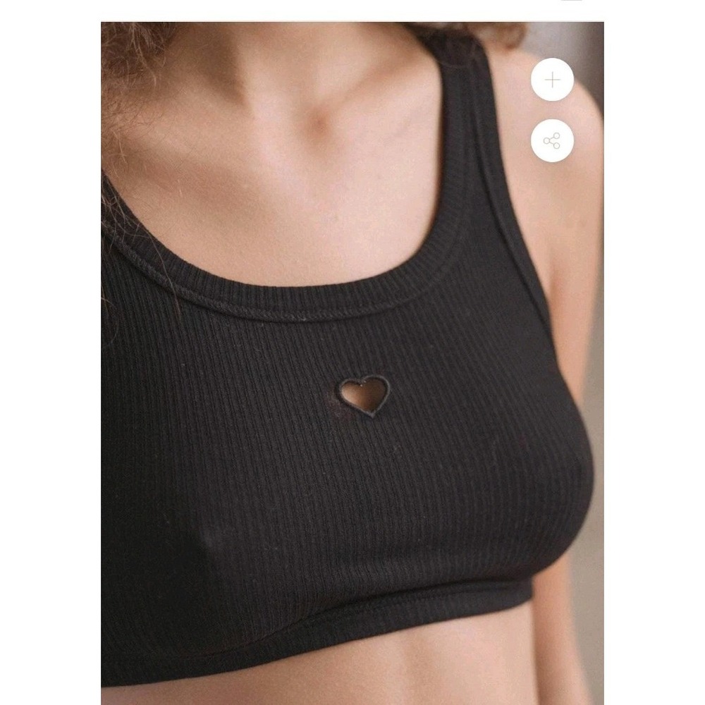 Base Range Heart Ribbed Bra Size Small Black - Picture 2 of 8